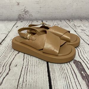 Seychelles Sandal 7 Just For Fun Tan Leather‎ Platform Ankle Strap Round Toe